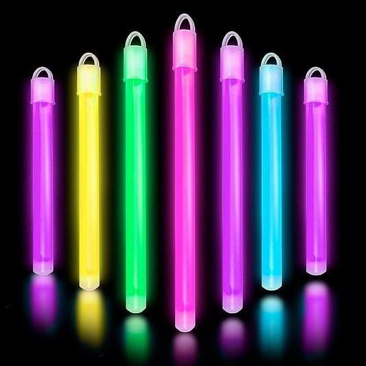 Glow Fever Glow in The Dark Sticks - 50 ct 6" Glow Sticks Bulk Party Pack with End Caps & Lanyards - Glow Party Favors for Concert, Festival, & Wedding Neon Light Sticks by Party Dragon, Multi