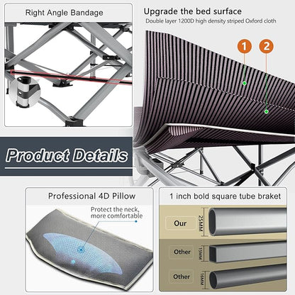 ABORON 2pack Folding Camping Cot for Adults, Portable 1200D Double Layer Oxford Sleeping Camp Cot, with Mattress, Carry Bag, Cot Bed for Tent Office, Support 500lbs
