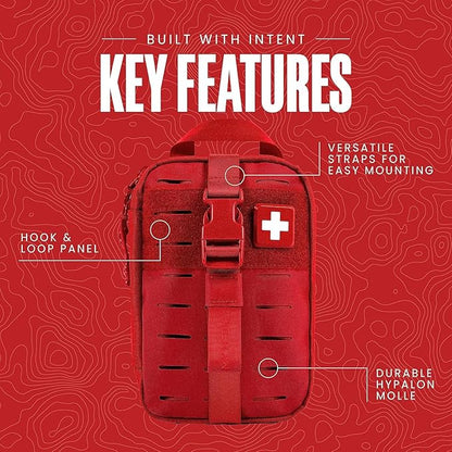 My Medic MyFak Mini First Aid Kit - Small and Lightweight for Camping Hiking and Backpacking - IFAK with 70 Items - HSA/FSA Great for Travel - Red