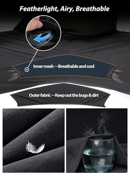 Mens Hiking Pants Lightweight Cargo Work Tactical Nylon Stretch Waterproof Quick Dry Fishing Travel Outdoor 6 Pockets