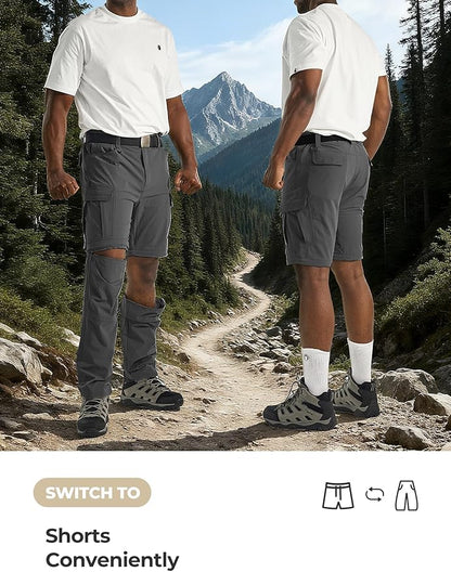 Men's Convertible Hiking Pants Waterproof Quick Dry Zip-Off Lightweight Tactical Multi-Pocket Outdoor Fishing Safari Trousers