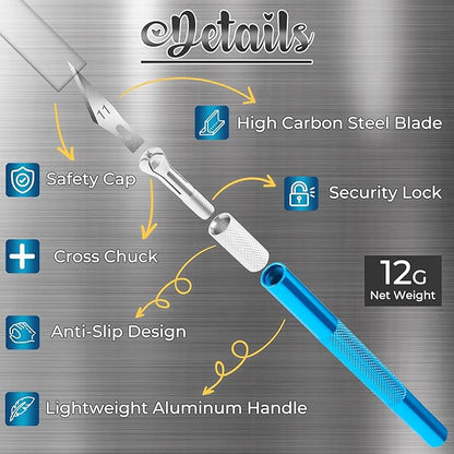 DIYSELF Exacto Knife, 2 Exacto Knives with 40 Spare Exacto Blades, Craft Knife, Hobby Knife, Precision Exacto Knife Set for Crafts, Arts, Modeling, Scrapbooking (#11#16#17)