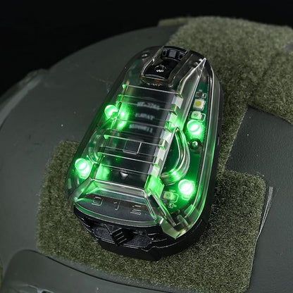 Tactical IR Helmet Light 4 Modes with Green + White LED + IR Strobe/Constant, Airsoft Survival Signal Identification Lamp for Fast Wendy and More Helmets