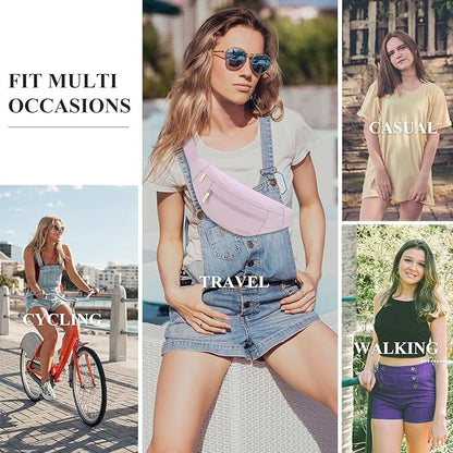 MAXTOP Large Crossbody Fanny Pack with 4-Zipper Pockets,Gifts for Enjoy Sports Festival Workout Traveling Running Casual Hands-Free Wallets Waist Pack Phone Bag Carrying All Phones