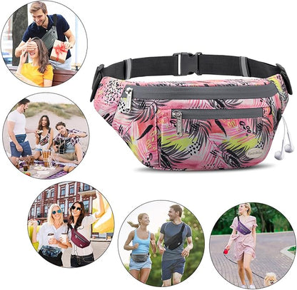 Entchin Fanny Pack for Women Men,Crossbody Belt Bag with 4-Zipper Pockets,Adjustable Waist Bag Pack,One of the Most Popular Travel Essential Gifts for Walking,Traveling,Cycling