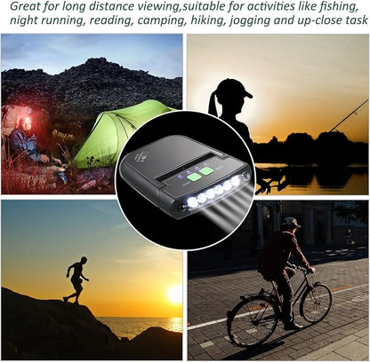 Mudder LED Clip on Cap Lights USB Rechargeable Cap Flashlight Clip Waterproof Ultra Bright Hat Flashlight Headlamp for Fishing Camping Hand Work