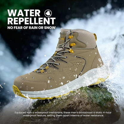 Men’s Waterproof Hiking Boots Lightweight Comfortable Durable Slip-Resistant All-Terrain Mid Shoes for Outdoor & Daily Wear