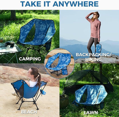 ATEPA UFO3.0 Backpacking Camping Chair, Ultralight Extra Wide Comfortable Folding Chairs 440lbs Heavy Duty Portable Hexagon Ergonomic Height Adjustable Seat