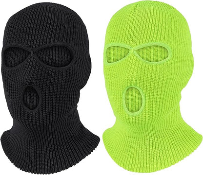 Pukavt 2 Pack 3 Hole Winter Knitted Mask, Full Face Cover Ski Mask Warm Balaclava for Skiing, Motorcycle, Snowboard