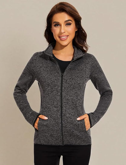 COZZYON Women Fleece Zip Up Jacket Light Sweater Jacket