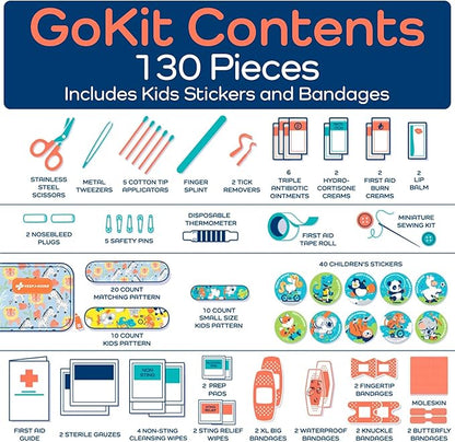 KeepGoing Travel First Aid Kit for Kids – 130 Pc. for Car, Home, Purse, Diaper Bag & Backpack with Latex-Free Bandages - Mini First Aid Kit Travel Size TSA-Approved