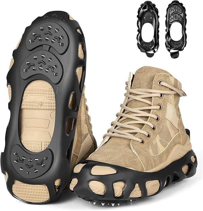 Ice Cleats for Shoes and Boots with 30 Spikes Anti Slip Snow Crampons