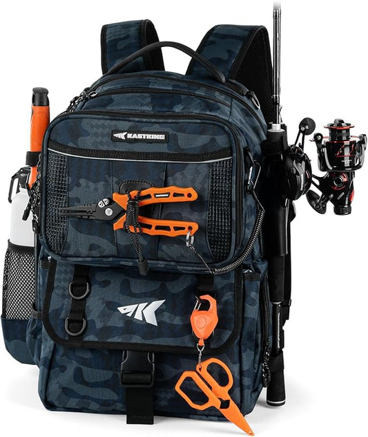 KastKing BaitSpace 50L Fishing Tackle Backpack with Removable Bait Binder,2 Rod Holders Storage Fishing Gear and Equipment