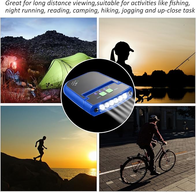 Mudder LED Clip on Cap Lights USB Rechargeable Cap Flashlight Clip Waterproof Ultra Bright Hat Flashlight Headlamp for Fishing Camping Hand Work