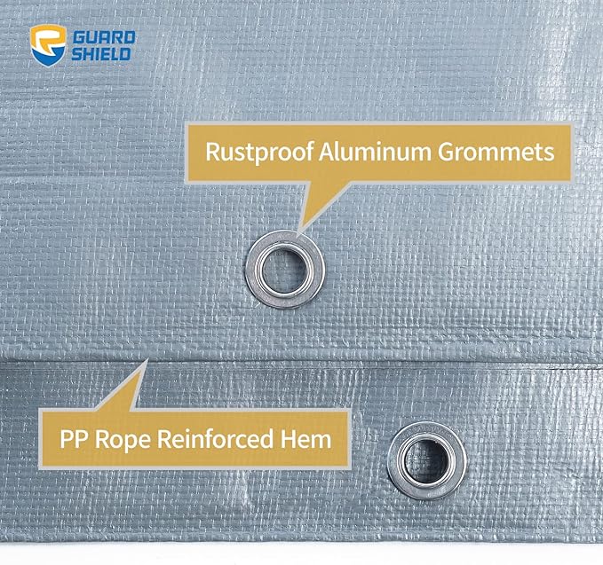 GUARD SHIELD Heavy Duty Tarp 10x20 Feet Silver Multi Purpose Thick Waterproof Poly Tarp Cover 10mil