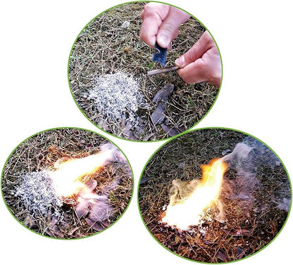Fire Starter Kit with Magnesium Shavings and Waterproof Matches – Multiple Options with Ferro Rod and Fire Rope for Camping, Emergency, Bushcraft, Survival