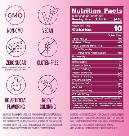 TREVI™ Sugar Free Electrolytes - Drink Mix Hydration Powder Packets - 8 Count - Raspberry