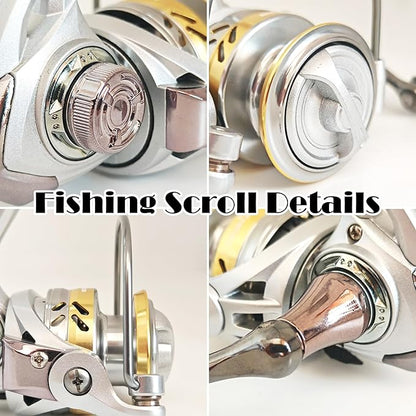 Compact Small Spinning Reels, 5.2:1 Gear Ratio, Ultra Smooth Powerful, CNC Aluminum Spool, 12+1 BB Light Weight for Ice, and Freshwater All Season Fishing