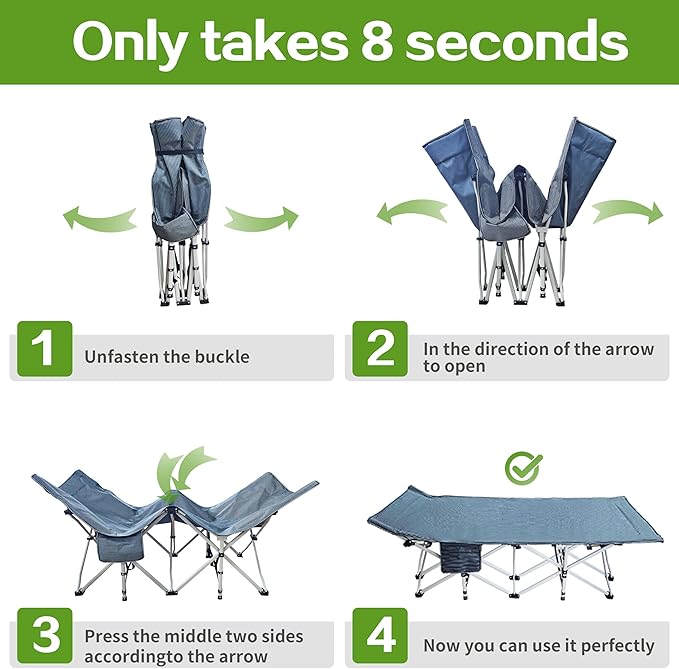 XXL Camping Cot Oversize Sleeping Cot with Comfortable Mattress Extra Large Camping Cots for Adults Cot Bed Include Carry Bag Portable Folding Bed Easy to Set Up Nap Office Indoor Vacation