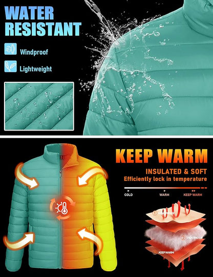 TACVASEN Men's Lightweight Puffer Jacket Winter Quilted Puffy Jackets Warm Water-Resistant Windproof Insulated Coats
