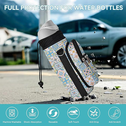 icolor Water Bottle Carrier Bag with Strap 25/32/40 oz Crossbody Bottle Holder with Phone Pocket Sling Sleeve Insulated Neoprene Water Bottle Pouch for Walking Travelling