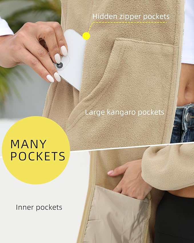 Argstar Women's Fleece Jacket with 6 Pockets (XS-2XL)