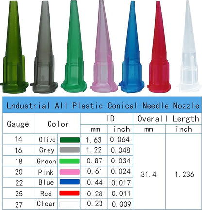 VIBICCK 7sizes, 144 blunt tip glue dispensing nozzles Blunt-nosed needle glue applicator, used for applying industrial liquids, adhesives, inks, perfumes,All-plastic