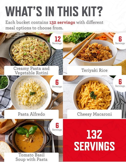 ReadyWise Emergency Food Supply - 132 Servings, Survival Bucket, Dehydrated & Freeze Dried Protein Meals, Camping Essentials, Ready to Eat Disaster Prepping Supplies,up to 25 Year Shelf Life