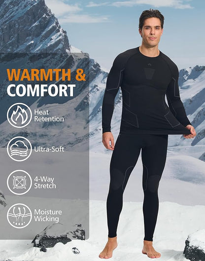 Pioneer Camp Thermal Underwear for Men Long Johns Quick Drying Top and Bottom Set Warm Base Layer Mens Cold Weather Skiing