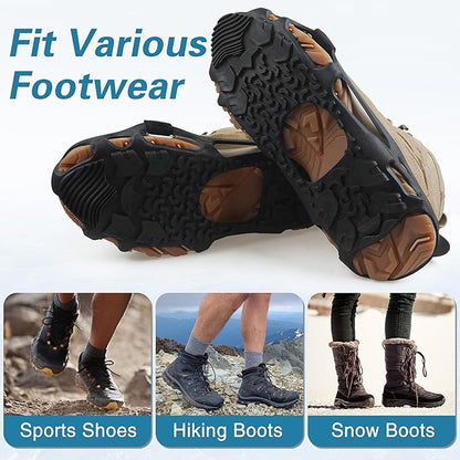 Spikeless Ice Cleats for Boots and Shoes Slip On Traction Cleats Crampons Traction Devices Aids Rubber Footwear for Snow and Ice Winter Walking Indoor Outdoor Men Women