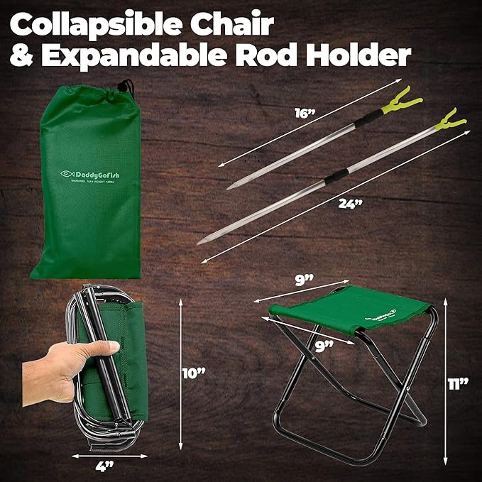 DaddyGoFish Kids Fishing Pole - Rod Reel Combo Tackle Box Starter Set - First Year Small Gear Kit for Boys Girls Toddler Youth Age Beginner Little Children