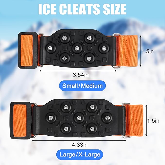 Mid-Sole Ice Cleats for Shoes and Boots Non Slip Ice Shoes Gripper Crampons for Hiking Boots Women Men Outdoor Indoor Traction Cleat Walking on Snow Winter Ice Fishing Gear