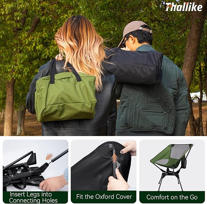 Upgraded 360° Swivel Camping Chair for Adults, Portable Folding Chair with Cup Holder, Lightweight Compact Backpack Outdoor Chair for Travel, Fishing, Hiking, and Beach