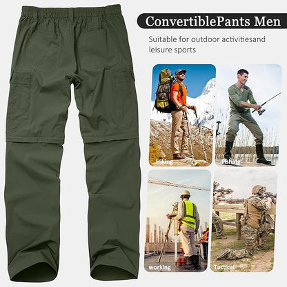 Mens Hiking Pants Convertible Lightweight Quick Dry Zip Off Waterproof Outdoor Travel Fishing Hunting Pants