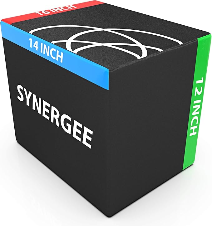 Synergee 3 in 1 Soft Plyometric Jump Box for Jump Training and Conditioning. Ouch Proof Plyo Box All in One Jump Trainer. Size - 16/14/12