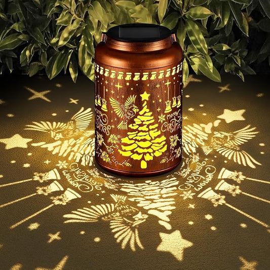 Cardinal Solar Lanterns Outdoor Waterproof Garden Decor Birthday Gifts for Women Mom Grandma Hanging Lights Metal Decoration Outside for Yard, Patio,Backyard,Porch(Christmas Red Bird)