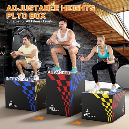 GIKPAL Plyo Jumping Exercise Box, High-Density Foam Plyometric Jump Box for Home Gym Workout, Multiple Size Box Jumps for Step-Up, Box Squat, Explosive Training