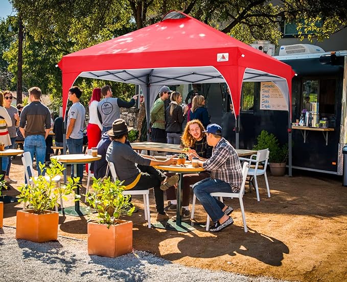 ABCCANOPY Outdoor Pop up Canopy Tent, 8x8 Instant Portable Canopy for Camping, Beach, Backyard, Red