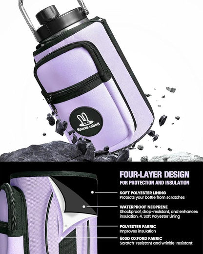Sports rabbit Universal Water Bottle Holder – Durable Oxford & Neoprene Hybrid Design Compatible with Stanley 30/40oz Handled & 64/87oz Straight Tumblers, Adjustable Strap for Gym, Travel, Outdoors