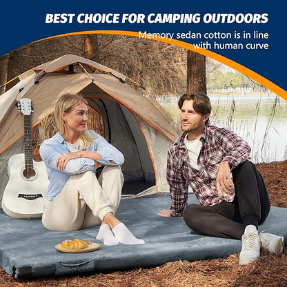 CYMULA Memory Foam Camping Mattress Pad, CertiPUR-US Sleeping Mat, Portable Roll Up Mattress for Adults, Camping Bed Pads for Sleepover, Car Bed with Travel Bag