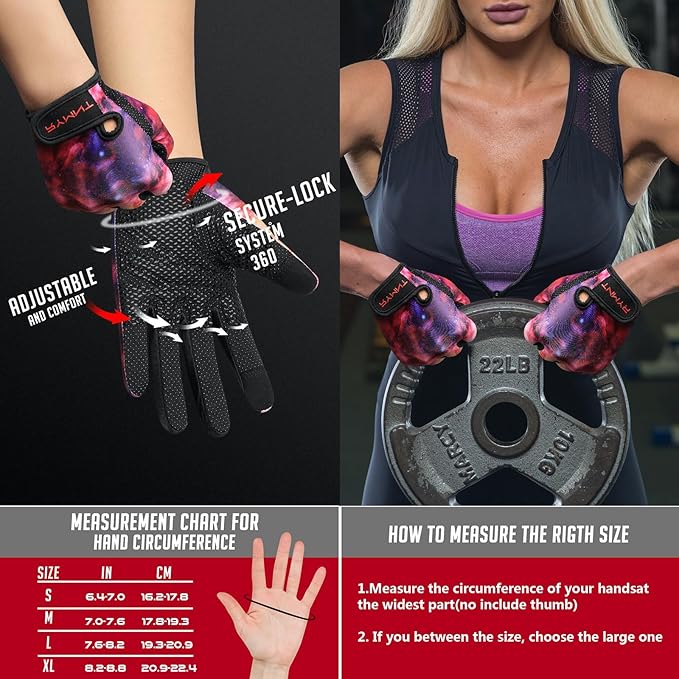 ZEROFIRE Workout Gloves for Women Men - Weight Lifting Gloves with Full Palm Protection & Extra Grip for Women Gym, Weightlifting, Weight Lift, Rowing, Exercise, Sport, Cycling