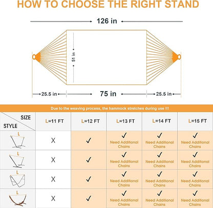 Lazy Daze Hammocks 10.5 FT Double 2 Person Caribbean Rope Hammock, Hand Woven Polyester Hammock with Spreader Bars, for Outside Outdoor Backyard Patio Poolside, 450 LBS Capacity,Red