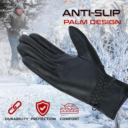 Riparo Winter Gloves for Men, Leather Winter Gloves for Cold Weather, Snow Gloves for Motorcycle Driving Hiking Outdoor
