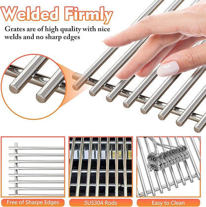 17.5" Grill Grates for Weber Spirit 300, Spirit 700, Genesis Silver/Gold/Platinum B/C, Genesis 1000-3500 (Part #7638) 304 Stainless Steel 2-Pack