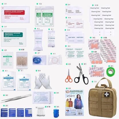 First Aid Kit Med Medical - Kit Rip-Off 180 pcs Water-Resistant Emergency Kit for Camping Hiking Home Outdoor Truck Vehicle Car Fishing Travel Biking