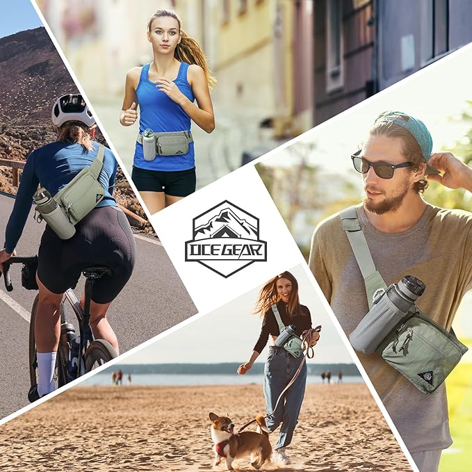 Waist Pack with Water Bottle Holder for Men Women Waist Bag Running Waist Pack Waterproof for Outdoor Travel Cycling Climbing Walking Fit All Phones (Bottle Not Included) (Mint Green)