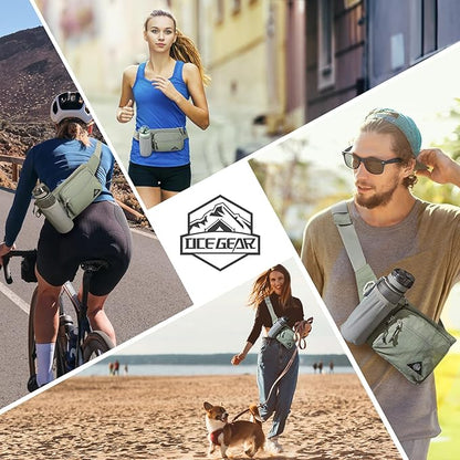 Waist Pack with Water Bottle Holder for Men Women Waist Bag Running Waist Pack Waterproof for Outdoor Travel Cycling Climbing Walking Fit All Phones (Bottle Not Included) (Mint Green)