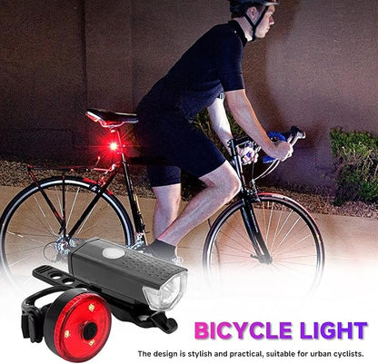 Rechargeable Bicycle Lights Set - Bicycle Night Riding Mini Tail Light | Front and Rear LED Cycling Flashlights | Bright Headlamp and Taillamp Combo, Safety Accessories for Road Mountain Biking
