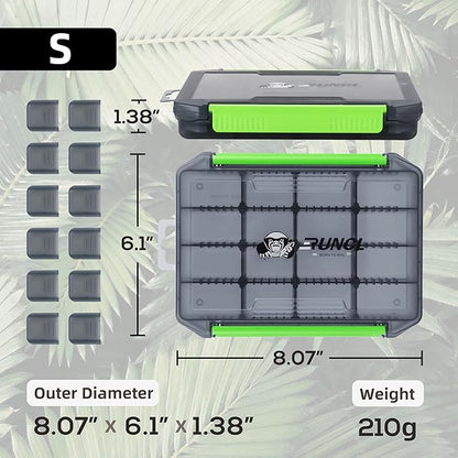 Fishing Tackle Box, Double Buckle Open Tackle Trays, Plastic Storage Parts Box with Removable Dividers for Saltwater, Freshwater, Fly Fishing, Christmas Gifts for Fisher, Dad, 1/2/4 Pack