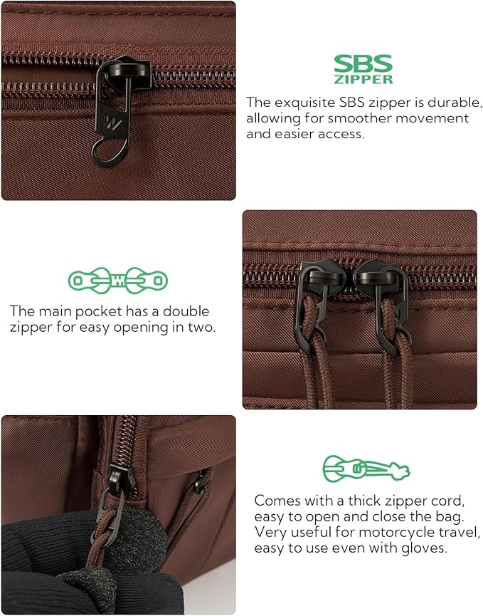 WATERFLY Fanny Pack Waist Packs: Large Crossbody Fanny Packs for Women Men with 5 Zipper Pockets Adjustable Strap Waist Bags Hip Pack for Traveling Cycling Running Hiking-Brown